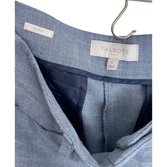 Talbots Curvy Fit Ankle Pants Size 12 Light Blue Linen Blend Womens Trousers - Picture 2 of 3